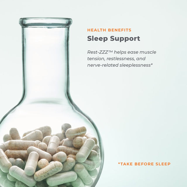 Lifeseasons - Rest-Zzz - Natural Sleep Supplement - Aids Restlessness - Maintain a Calm and Relaxed State without Feeling Groggy in the Morning - Low Dose Melatonin, Chamomile - 14 Capsules