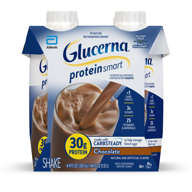 Glucerna Protein Smart Diabetic Shake, Chocolate, 11 Fl Oz Carton, 4 Count