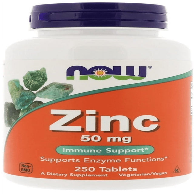 NOW Supplements, Zinc (Zinc Gluconate) 50 Mg, Supports Enzyme Functions*, Immune Support*, 250 Tablets - 2 Pack