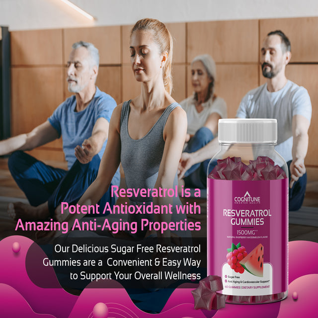 Resveratrol Gummies - Sugar Free Natural Raspberry Watermelon Flavor, 1500Mg Resveratrol Supplement for Heart, Brain, Immune Support & Wellness