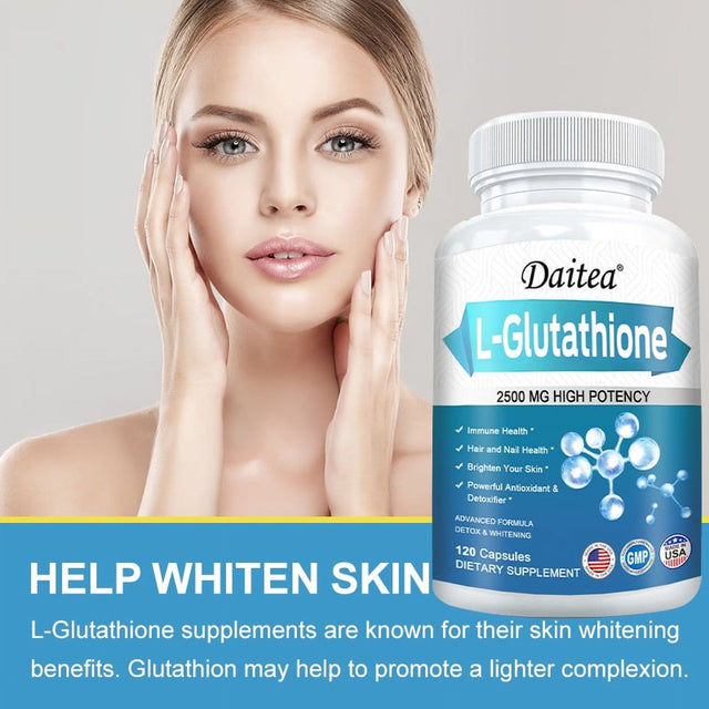 Daitea Premium Glutathione Supplement, Reduced Glutathione 2500 Mg, Antioxidant, Hair & Nail Support, Liver Detox