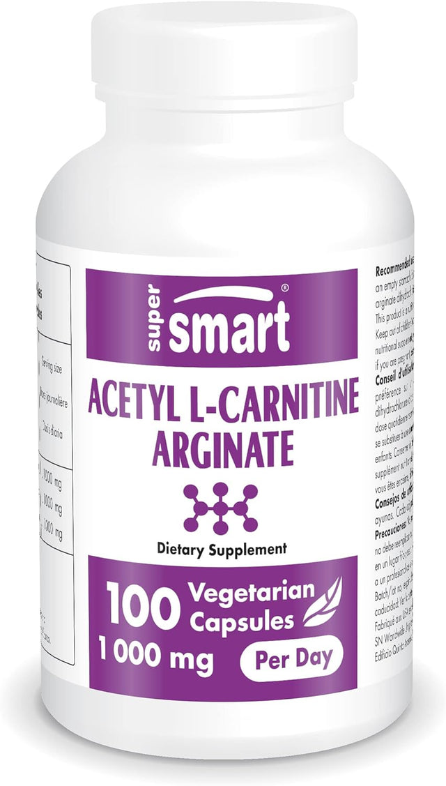 Supersmart - Acetyl L Carnitine Arginate 1000 Mg per Day - Amino Acids - Popular Brain Supplement | Non-Gmo & Gluten Free - 120 Vegetarian Capsules