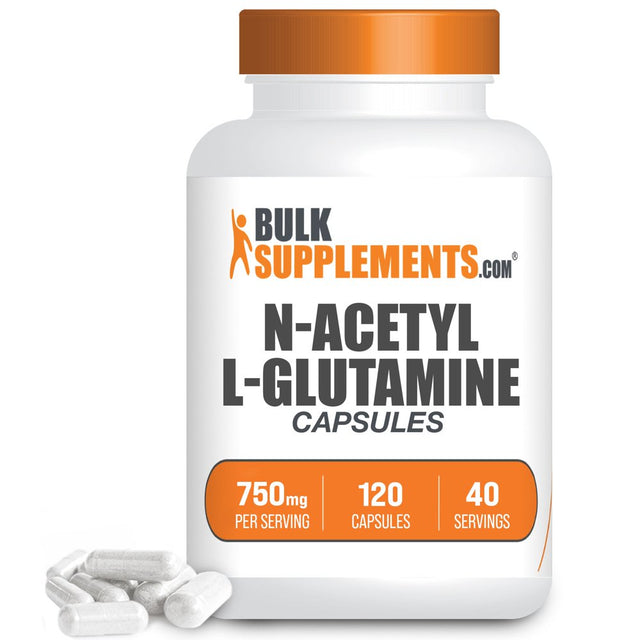 Bulksupplements.Com N-Acetyl L-Glutamine Capsules, 750Mg - Pre-Workout Supplements for Athletic Endurance (120 Gel Caps - 40 Serv)