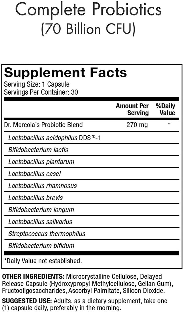 Dr. Mercola, Complete Probiotics (70 Billion CFU) 30 Servings (30 Capsules)