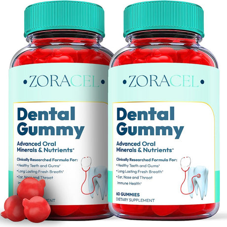 (2 Pack) Zoracel Dental Gummies - Advanced Oral Probiotics Formula for Healthy Teeth and Gums, Fresh Breath, Ear, Nose, Throat, and Immune Health Supplement - 120 Gummies