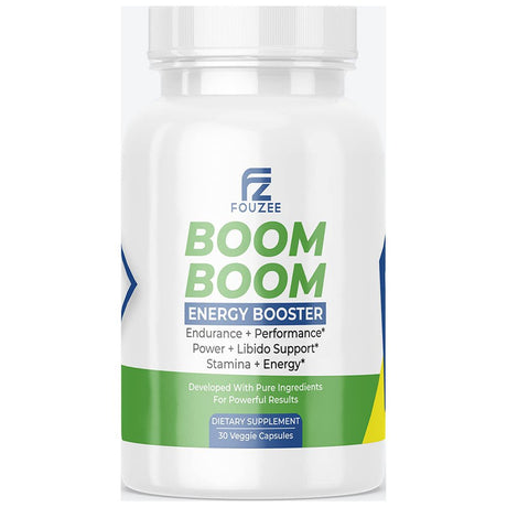 FOUZEE Boom Boom Energy Booster for Men/Women Vegan Dietary Supplement- with All Natural Ingredients for Increased Desire, Endurance, Performance, Power, Libido Support, Stamina- 30 Veggie Capsule