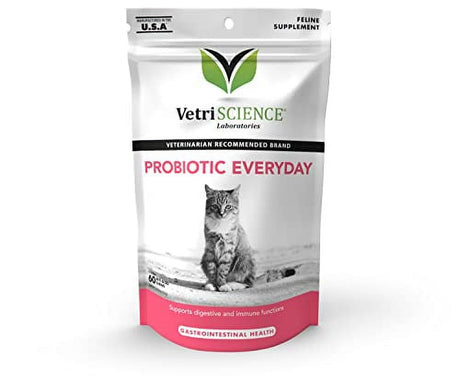 Vetriscience Laboratories - Probiotic Everyday for Cats, Digestive Support Supplement, 60 Bite Sized Chews