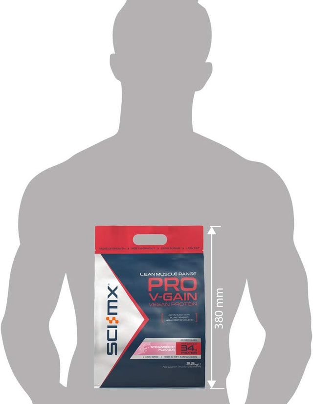 SCI-MX Nutrition Pro V-Gain Protein Powder, Plant Based, 2.2 Kg, Strawberry, 49 Servings