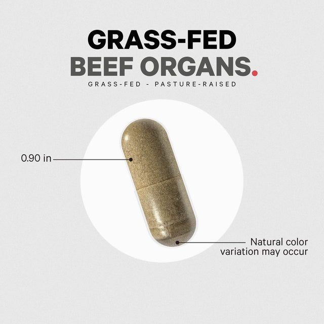 Codeage Beef Organs, Grass-Fed, Freeze-Dried, Non-Defatted, Desiccated Glandular Supplement, Non-Gmo, 180 Ct