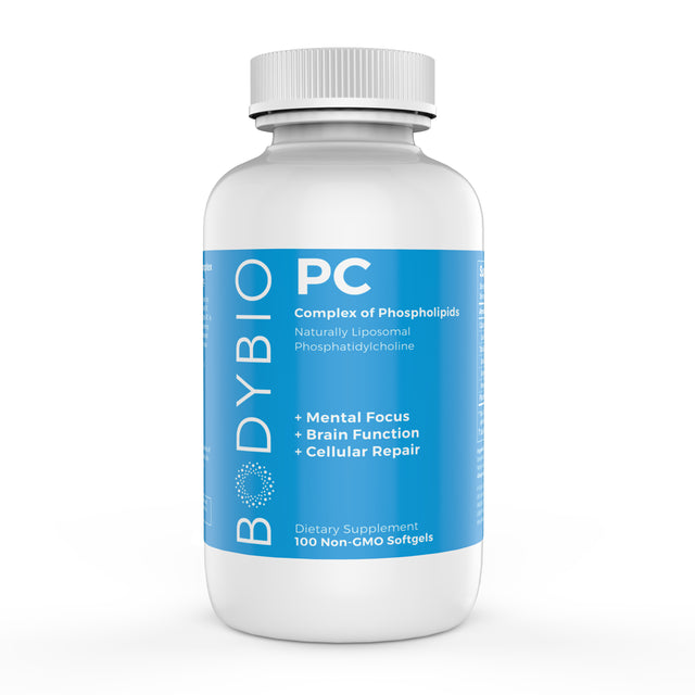 Bodybio PC Brain Supplement 100 Phosphatidylcholine Softgels