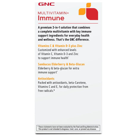 GNC Multivitamin + Immune Formula, 120 Tablets, Complete Multivitamin and Multimineral with Enhanced Support for Immunity