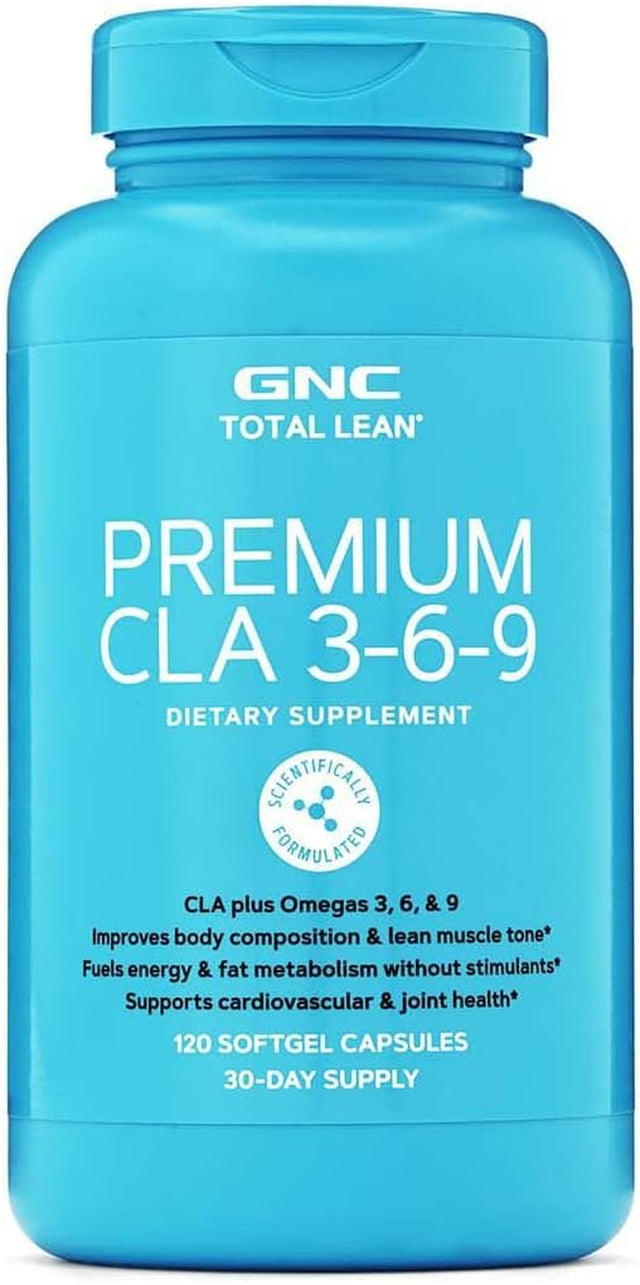 GNC Total Lean Premium CLA 3-6-9 | Improves Body Composition & Muscle Tone, Fuels Energy without Stimulants, Supports Cardiovascular & Joint Health | 120 Softgel Capsules