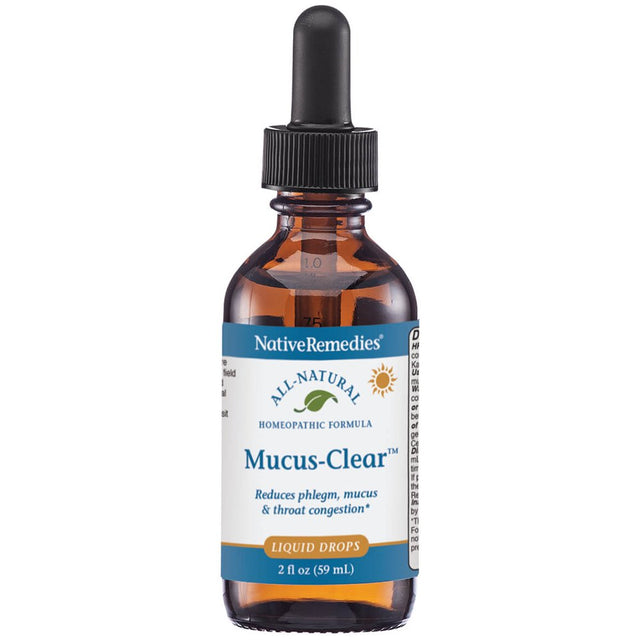 Native Remedies Mucus-Clear - Natural Homeopathic Formula for Symptoms of Throat Congestion and Excessive Mucus and Phlegm - Temporarily Clears Excess Mucus in Throat and Lungs - 59 Ml