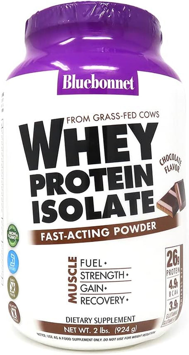 Bluebonnet 100% Natural Whey Protein Isolate Powder, Chocolate, 2 Pound