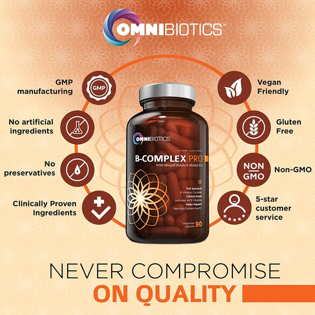 Vitamin B Complex PRO | High-Potency B Complex Vitamins with Methyl B12, Methyl Folate, and All B-Vitamins (B1, B2, B3, B5, B6, B7, B8, B9, B12) | Stress Relief & Energy Support | 90 Vegan Capsules