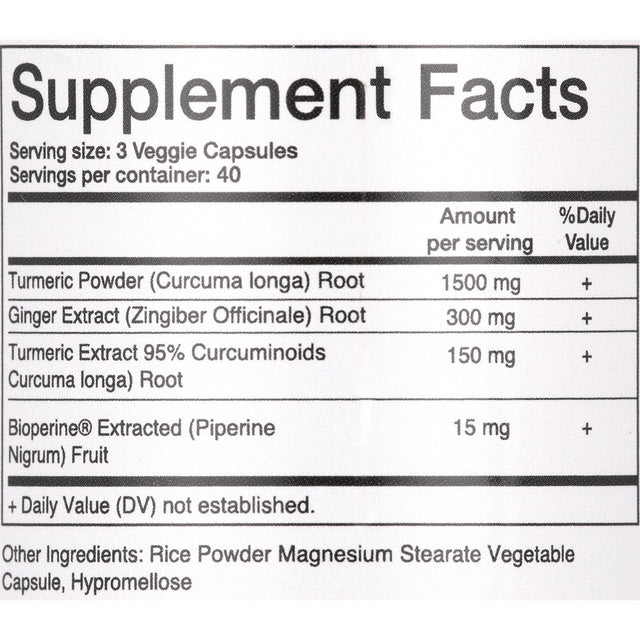 Turmeric Curcumin Ginger 95% Curcuminoids 1950Mg with Black Pepper, 120 Vegan Capsules - Bioperine for Best Absorption - Inflammatory Support and Brain Health - Turmeric Capsules by Balance Breens