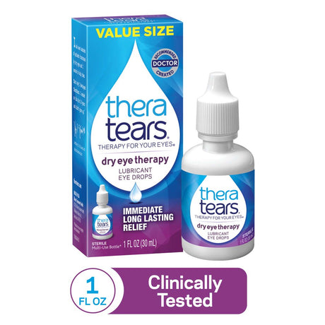 Theratears Dry Eye Therapy Lubricating Eye Drops for Dry Eyes, 1 Fl Oz Bottle