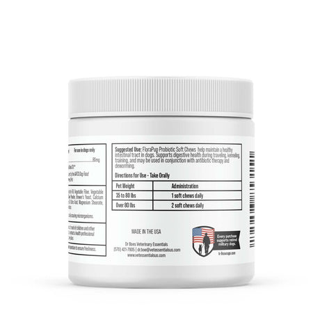 Dr. Boe'S Veterinary Essentials Florapup Probiotic & Digestive Support for Dogs - Maintains Gut Health & Reduces Inflammation - 30 Count (Large & Giant Dogs)