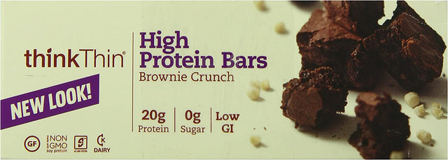 Thinkthin High Protein Bar, Brownie Crunch, 60 G, Bars, 10 Count