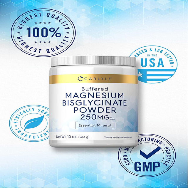 Magnesium Bisglycinate Powder | 250Mg | 10 Oz | Vegetarian | by Carlyle