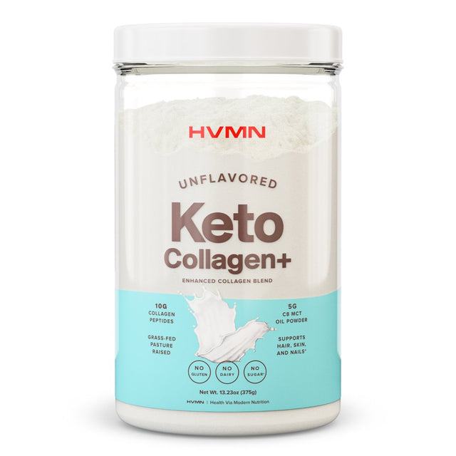 H.V.M.N. Keto Collagen+ Protein Powder, Unflavored, 25 Servings - Collagen Peptides & MCT Powder, Keto Diet Approved