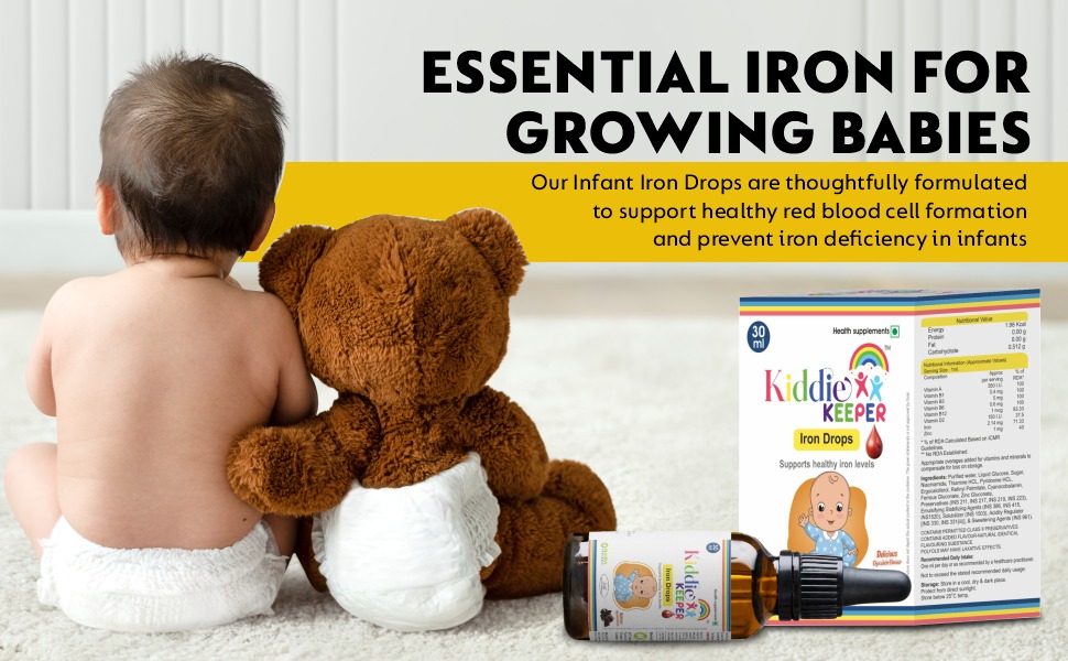 Iron Drops for Infants | Supports Healthy Iron Levels, Growth & Energy | Chocolate Flavour | FSSAI Approved | Baby Health Supplement | 30 Ml