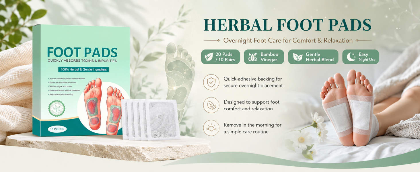 (pack of 2)100% Herbal And Gentle Ingredient Detox Foot Pads, 20 Pieces, Natural Ingredients for Sleep Aid, Pain Relief, Toxin Removal with Bamboo Vinegar and Acupoint Micro-Massage Technology (20)