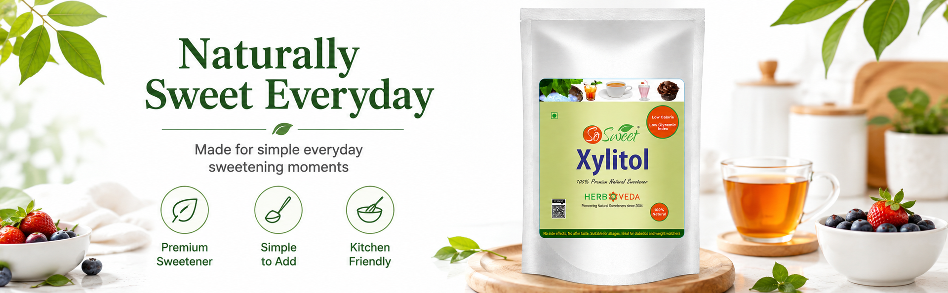 So Sweet Xylitol Powder 250g | 100% Xylitol Sugar-Free Sweetener | Low-Calorie Sugar Substitute for Tea, Coffee, Baking & Cooking | 1:1 Sugar-Like Sweetness