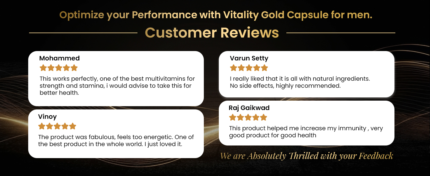 AYUUGAIN Vitality Gold Capsule for Men with Swarna Bhasma, Shilajeet, Safed Musli, Akarkara, Makardhwaj, Jund Bedastar, Konch Beej| Overall Health Booster Ayurvedic Stamina Supplement for Men -60Caps