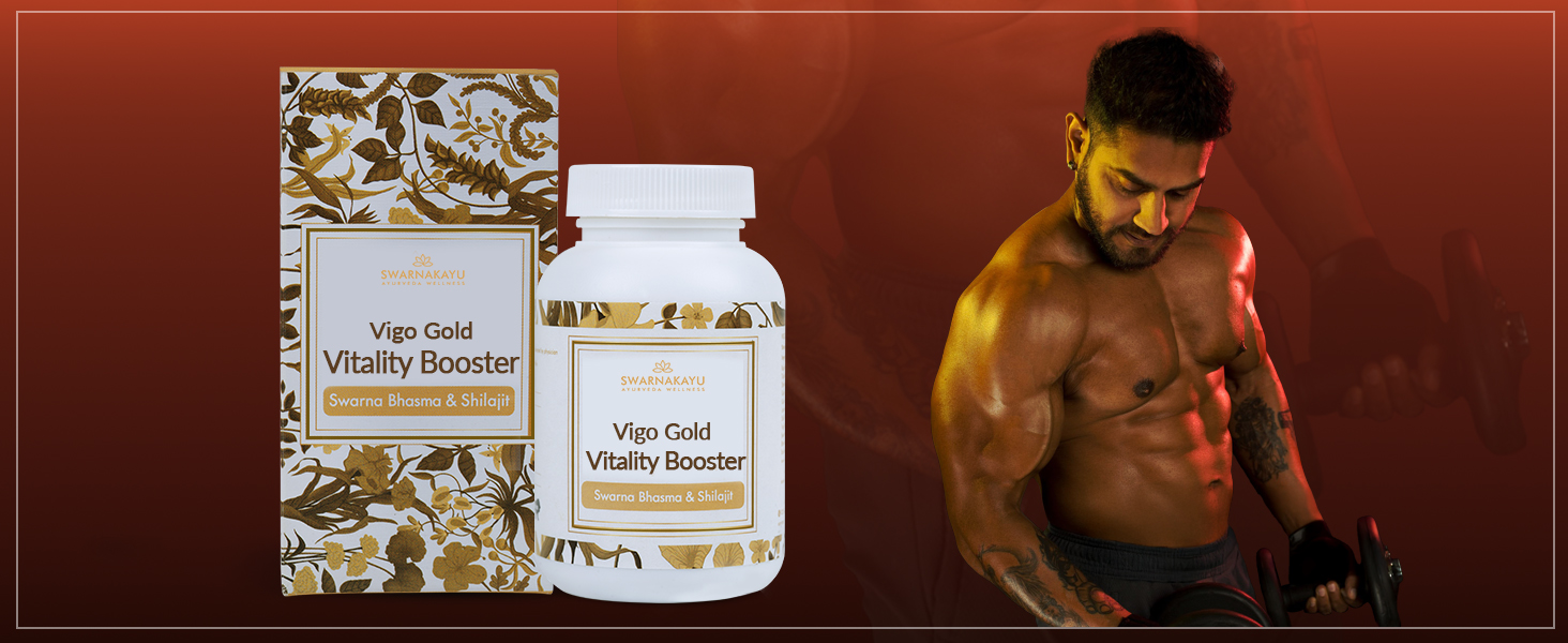 Swarnakayu Himalayan Shilajit Supplements with 24K Swarna Bhasma (Gold Ash), Kapikachu & Guduchi - Shilajeet for Stamina, Muscle Growth, Immunity, Testosterone & Energy - For Men & Women (30 Tablet)