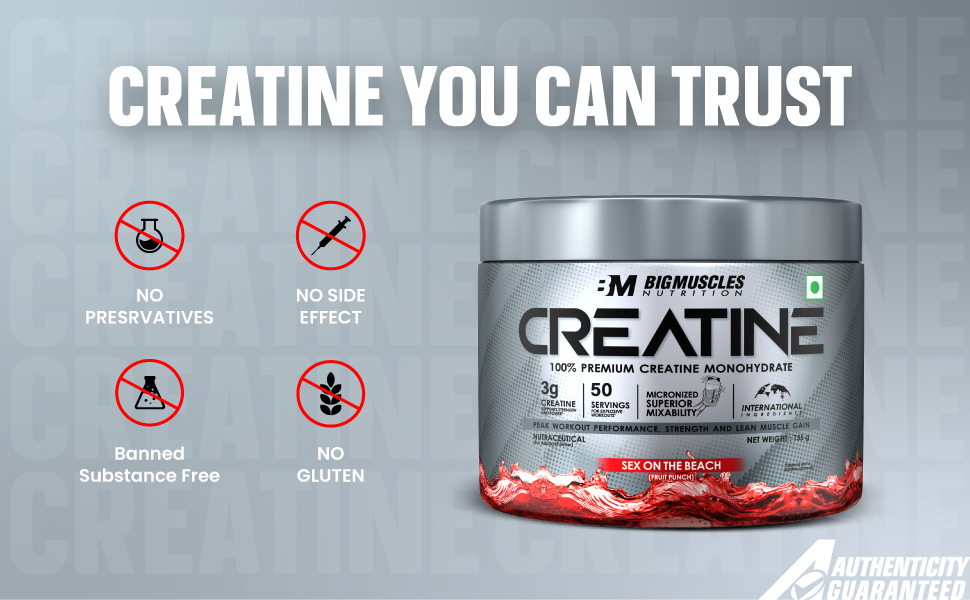 Bigmuscles Nutrition Creatine [155g, 50 Servings]| Blueberry | Micronized Creatine Monohydrate To Support Lean Muscle Repair & Recovery|Increase Strength&Athletic Performance,Powder, 1 count