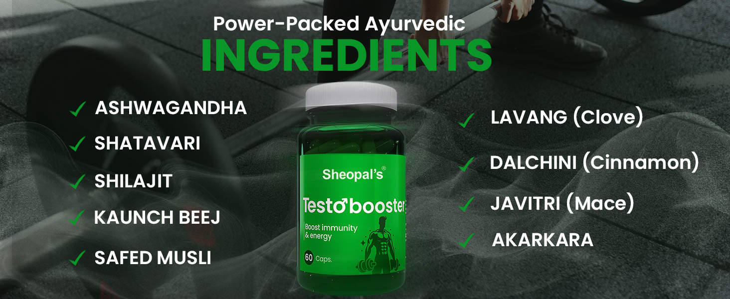 Sheopals Testo Booster Capsules for Men | Shilajit, Ashwagandha, Safed Musli | Endurance, Strength, Energy, Vitality & Stamina Support | Testosterone Booster Men’s Wellness Product (60 capsules)