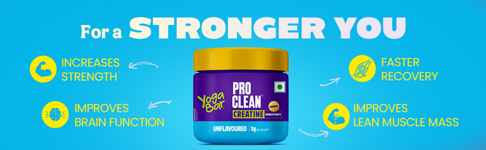 Yoga Bar Pro Clean Creatine Monohydrate | Micronised | Unflavoured | 3g Per Scoop | 100g | Easy Mix Formula for Fitness and Strength Support