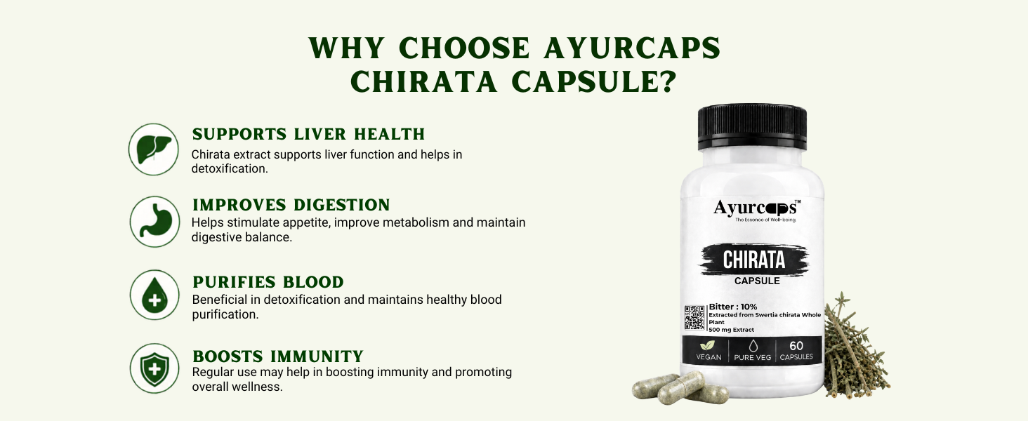 Chirata Capsules 500 mg | 10% Bitters | 60 Capsules