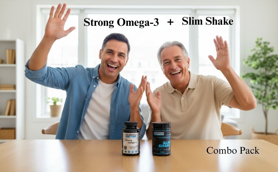 Biowell Strong Omega-3 60 Softgels + Slim Shake 500g Chocolate Combo – Brain, Heart, Skin & Joint Support with Sugar-Free Meal Replacement for Weight Management & Daily Nutrition