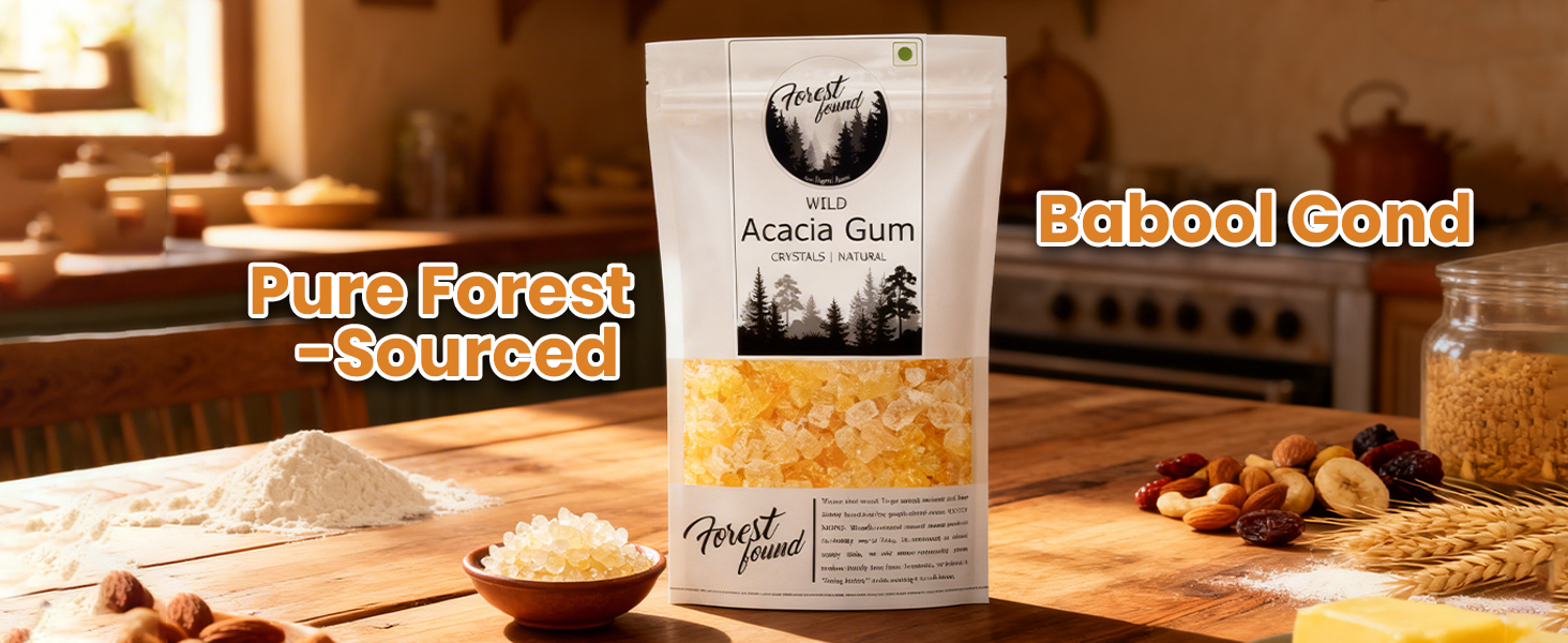 Forest Found Wild Acacia Edible Gum (400g) – 100% Pure Babool Gond | Authentic Forest-Sourced Gum Arabic for Traditional Sweets & Immunity