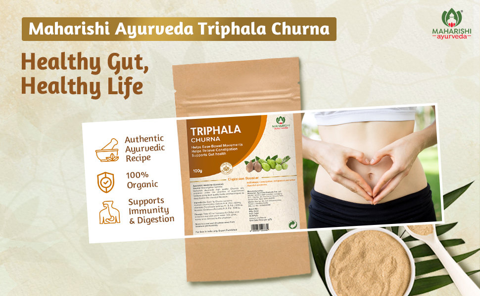 Maharishi Ayurveda Triphala Churna -100 g Pack of 1 | Triphala Powder with Haritaki, Amalaki, Vibhitaki | For Bowel Movement | Relieves Constipation | For Digestion, Gut Health, Gas & Acidity Relief