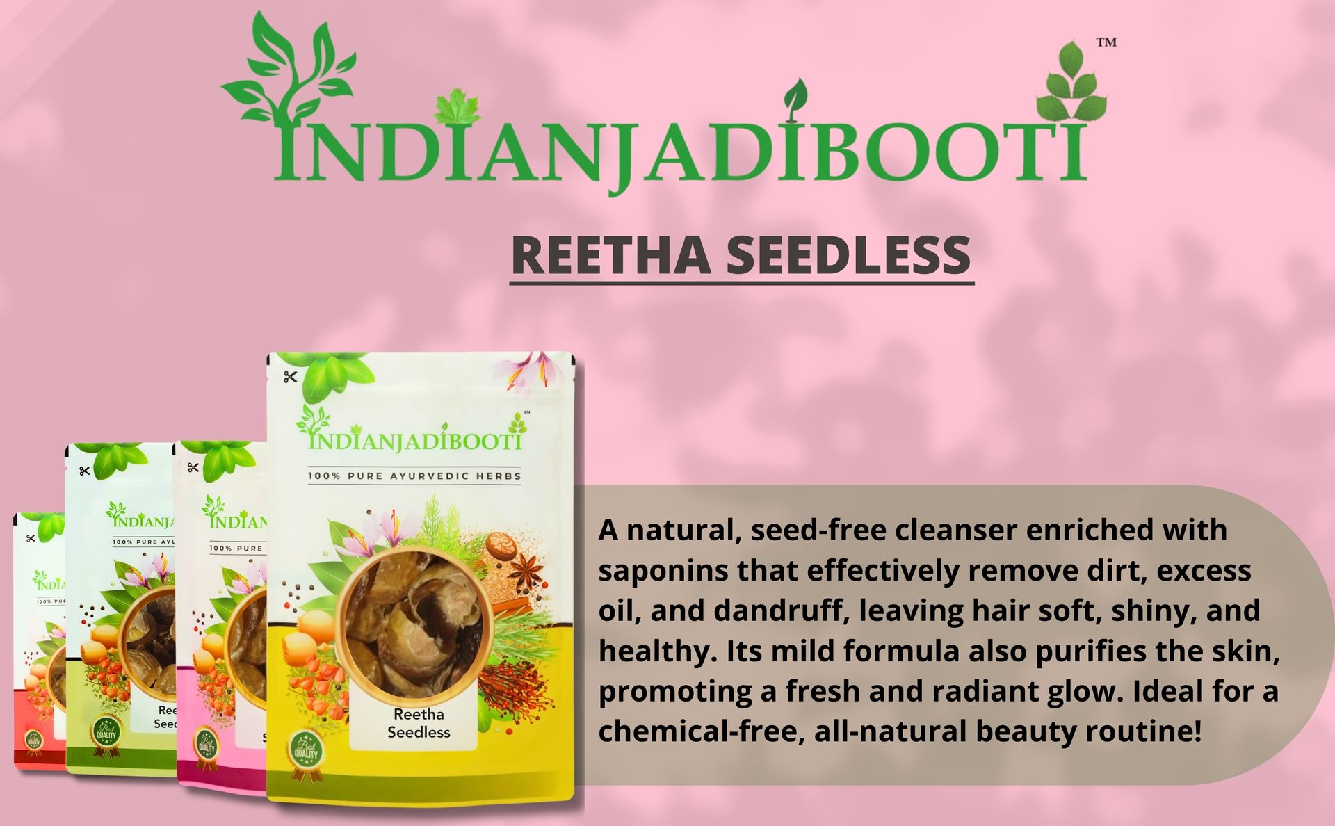 IndianJadiBooti Reetha Seedless | Soap Nut | Soapberry | Wash Nut | Acacia Concinna | Aritha (900 Grams)