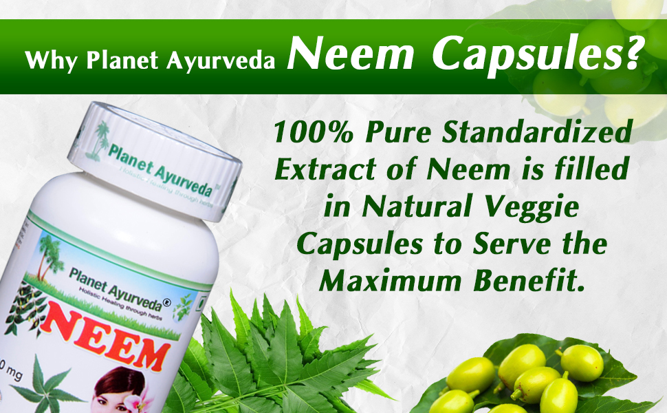 Planet Ayurveda Neem - 60 Capsules | Natural Supplement for Skin Wellness