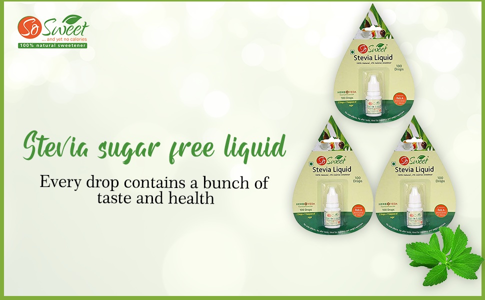 So Sweet Stevia Liquid Sugar Free Natural Zero Calorie Sweetener (Pack of 10) 1000 Drops - (100 Drops Each)