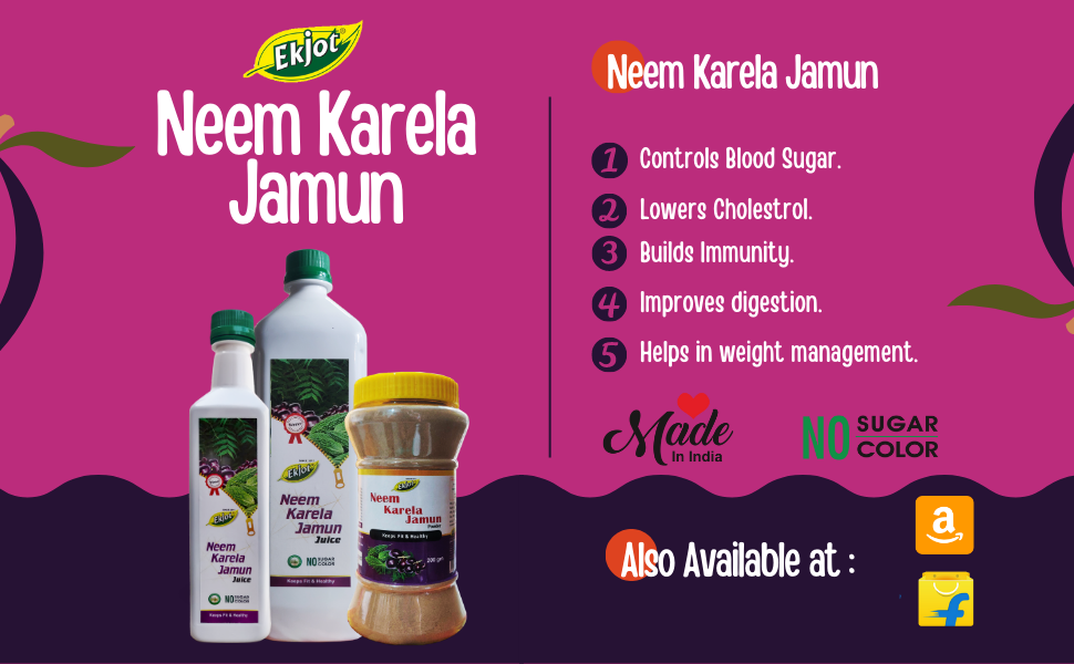 Herbals Neem Karela Jamun Powder (Pack of 3) | Regulates Blood Sugar Levels | Diabetes | 100% Natural (3 x 200gm)