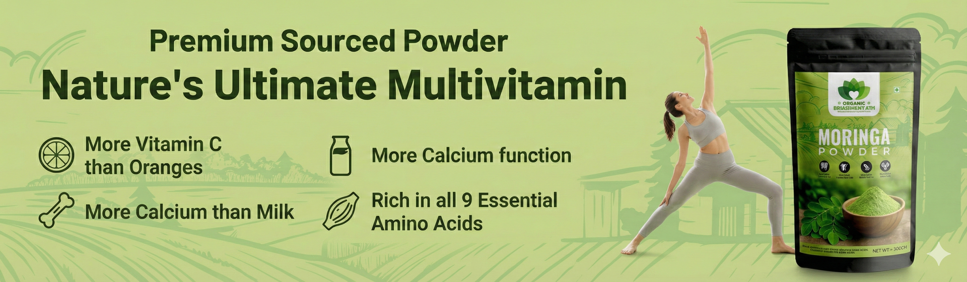 Moringa Powder 200g | 100% Pure Drumstick Leaves Powder | Ayurvedic Superfood for Immunity, Energy & Digestion | Rich in Iron, Calcium & Antioxidants | Made in India