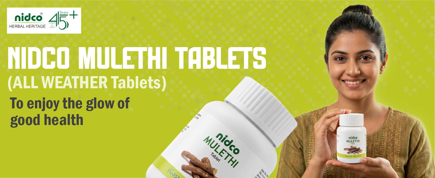Mulethi Tablets 500mg Yashtimadhu (Licorice) Extracts for Respiratory, Gastric Wellness, Digestive Disorder, 60 Pure Herbs Ayurvedic Tablets (Pack of 1)
