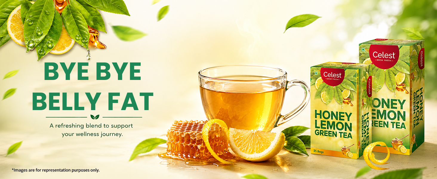 Celest Lemon and Honey Green Tea 100 Tea Bags | Immunity Support | Refreshing & Energizing | Pack of 4