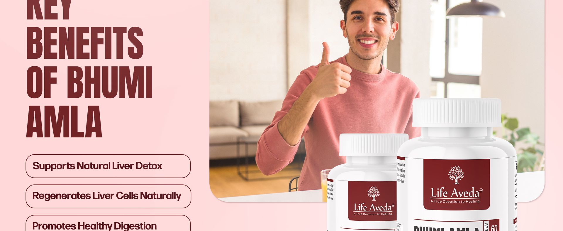 Life Aveda Bhumi Amla Capsules 60 (Free Diet Plan) - Phyllanthus Niruri for Liver Detox & Cleansing | Supports Digestion, Immunity & Healthy Skin | Natural Herbal Supplement for Liver Health - 60 Capsule (Pack of 1)