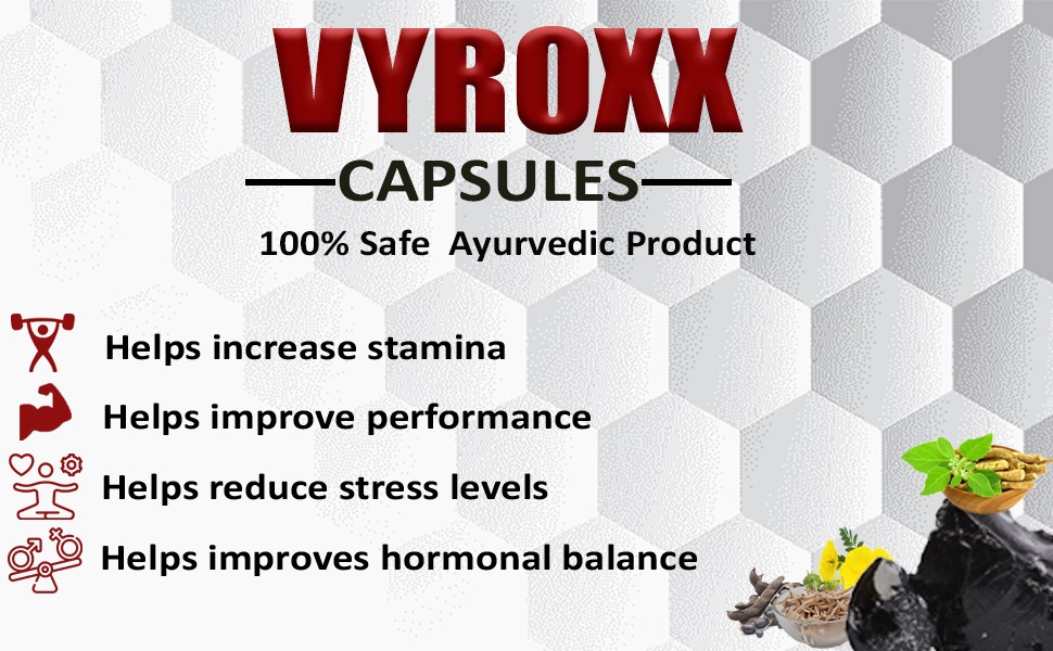Vyroxx Ayurvedic for Shilajeet | Boost Performance | Power, Stamina, Strength | Power Healthy Supplement For Men | Lab Tested 30 (Pack of 3) Capsules