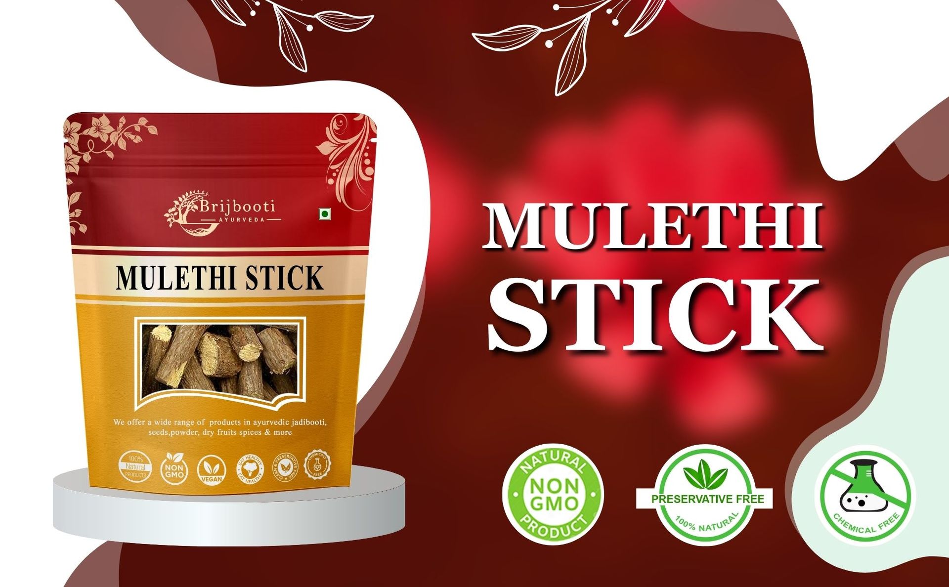 BIRJU MAHAVIR Mulethi Yastimadhu Licorica Sticks (100 gm)