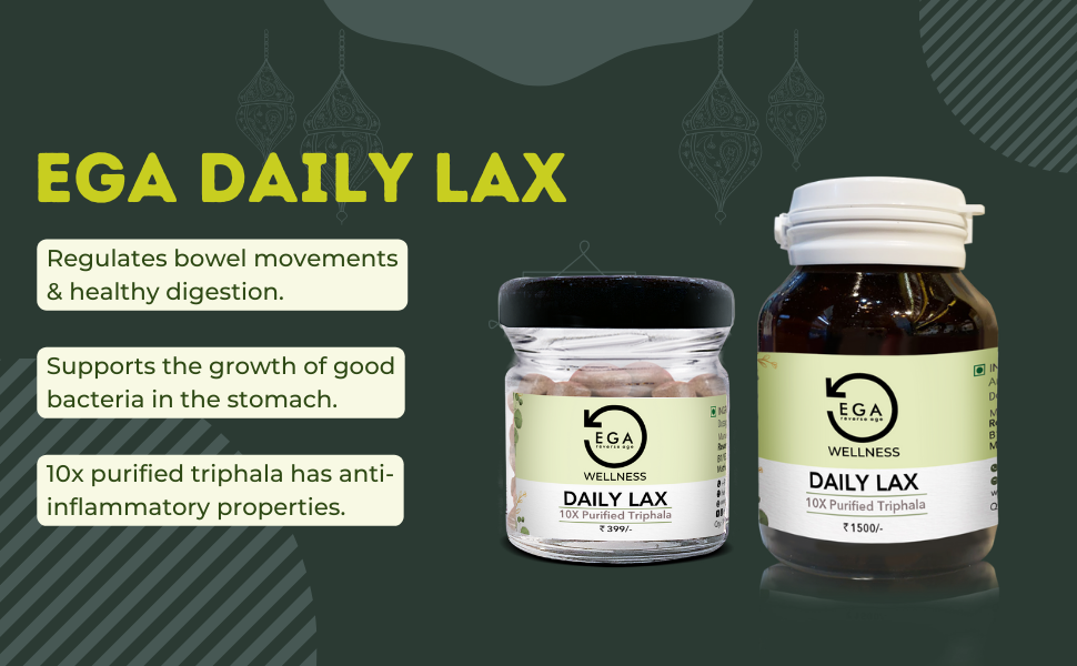 Daily Lax 10x Purified Triphala Tablets For Easy Bowel Movement, Bloating Supports Healthy Digestion Relieves Constipation Pack Of 60 Tablets