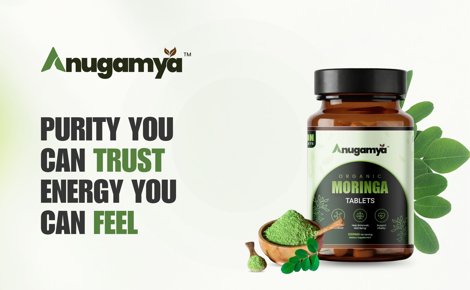 Organic Moringa Tablets 600mg | 60 Veg Tablets | Drumstick Leaf Tablets | USDA & India Organic Certified | No Additives | Daily Wellness Superfood | Made in India