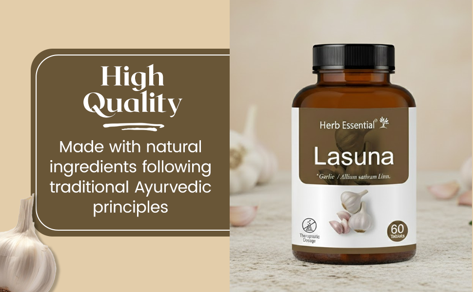 Herb Essential Lasuna Garlic Tablets 500mg 2 x 60 Tablet for Heart Wellness